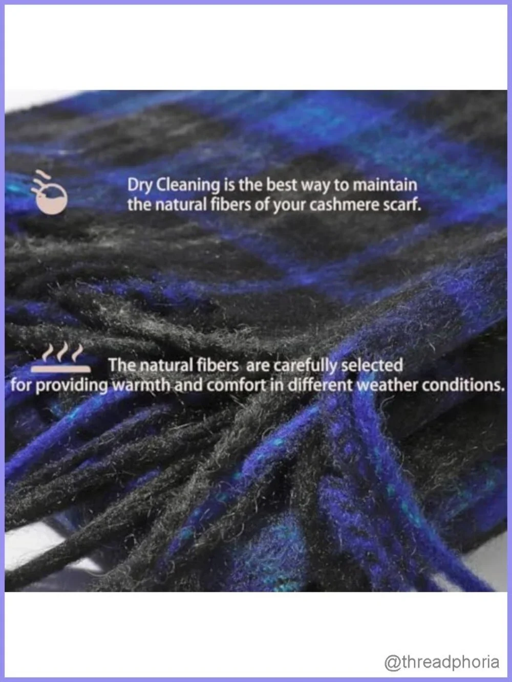 100% Pure Cashmere Scarf Unisex Tassel Fringe Plaid Winter Wrap